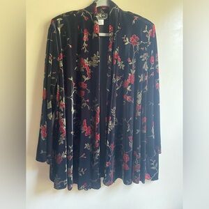 VTG R&K evenings floral burnout velvet open cardigan 22W goth fairy grunge